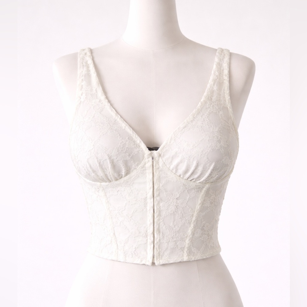 Forever 21 Lace Crop Top - White